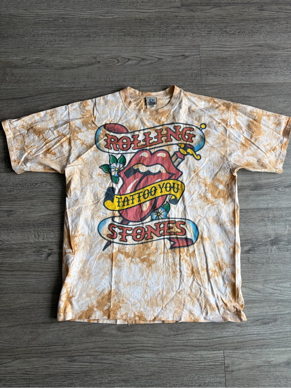 Liquid blue Rolling Stones  Tie-Dye Graphic Tee - White & Brown